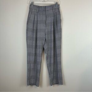 H&M | Black and White Plaid Pleated Front Trousers Size 8 Women's